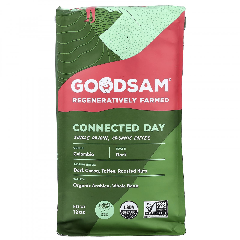 GoodSam, органический кофе Single Origin, Connected Day, цельные зерна, темная обжарка, 360 г (12 унций) в Москве - eco-herb.ru | изображение GoodSam, органический кофе Single Origin, Connected Day, цельные зерна, темная обжарка, 360 г (12 унций) в Москве - eco-herb.ru | фото