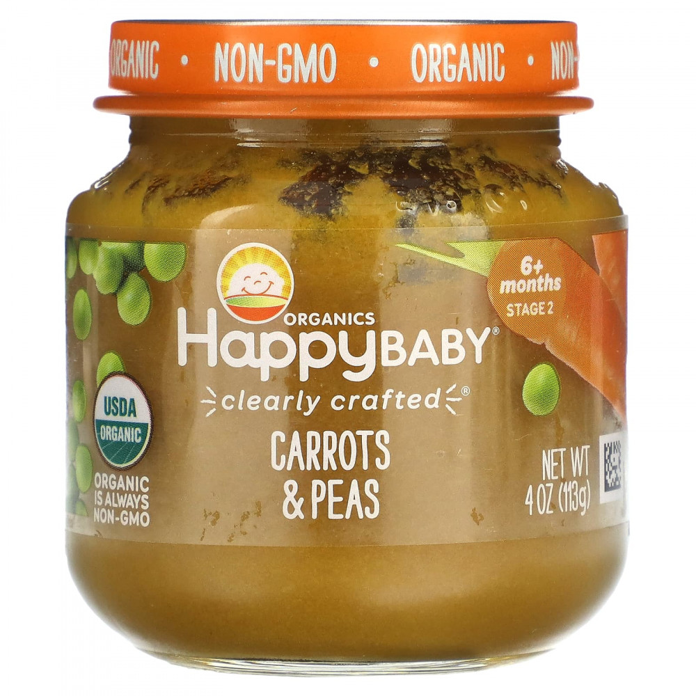 Happy Family Organics, Happy Baby, для детей от 6 месяцев, морковь и горох, 113 г (4 унции) (Товар снят с продажи) в Москве - eco-herb.ru | изображение Happy Family Organics, Happy Baby, для детей от 6 месяцев, морковь и горох, 113 г (4 унции) (Товар снят с продажи) в Москве - eco-herb.ru | фото