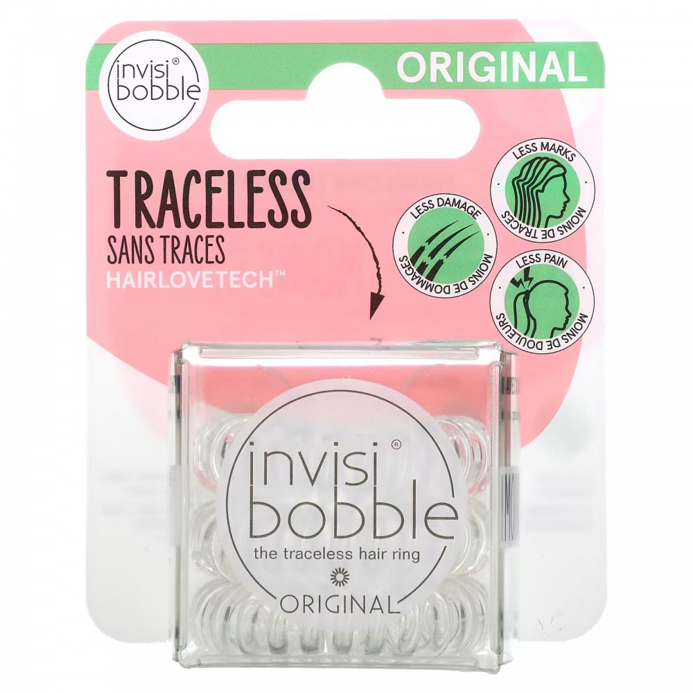 Invisibobble, Original, бесследное кольцо для волос, кристально чистое, 3 шт. В упаковке в Москве - eco-herb.ru | фото