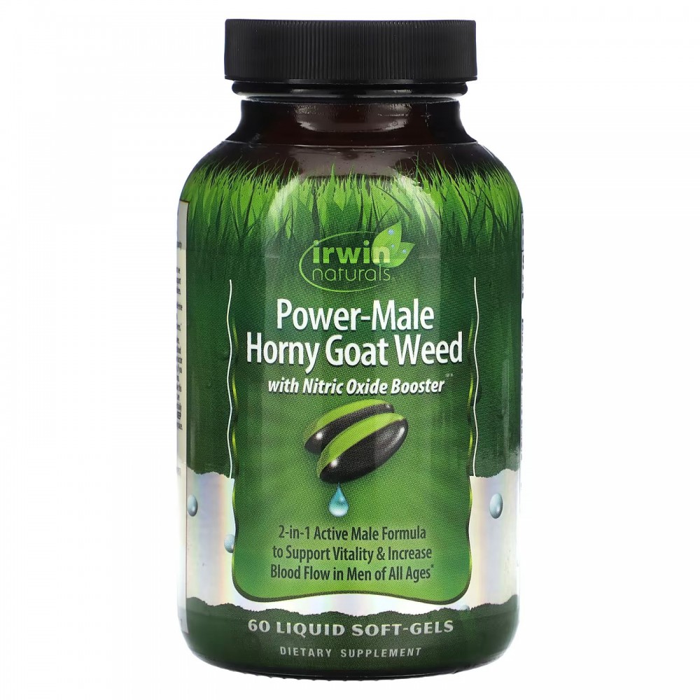 Irwin Naturals, Power-Male Horny Goat Weed, с бустером оксида азота, 60  желатиновых капсул купить в Москве