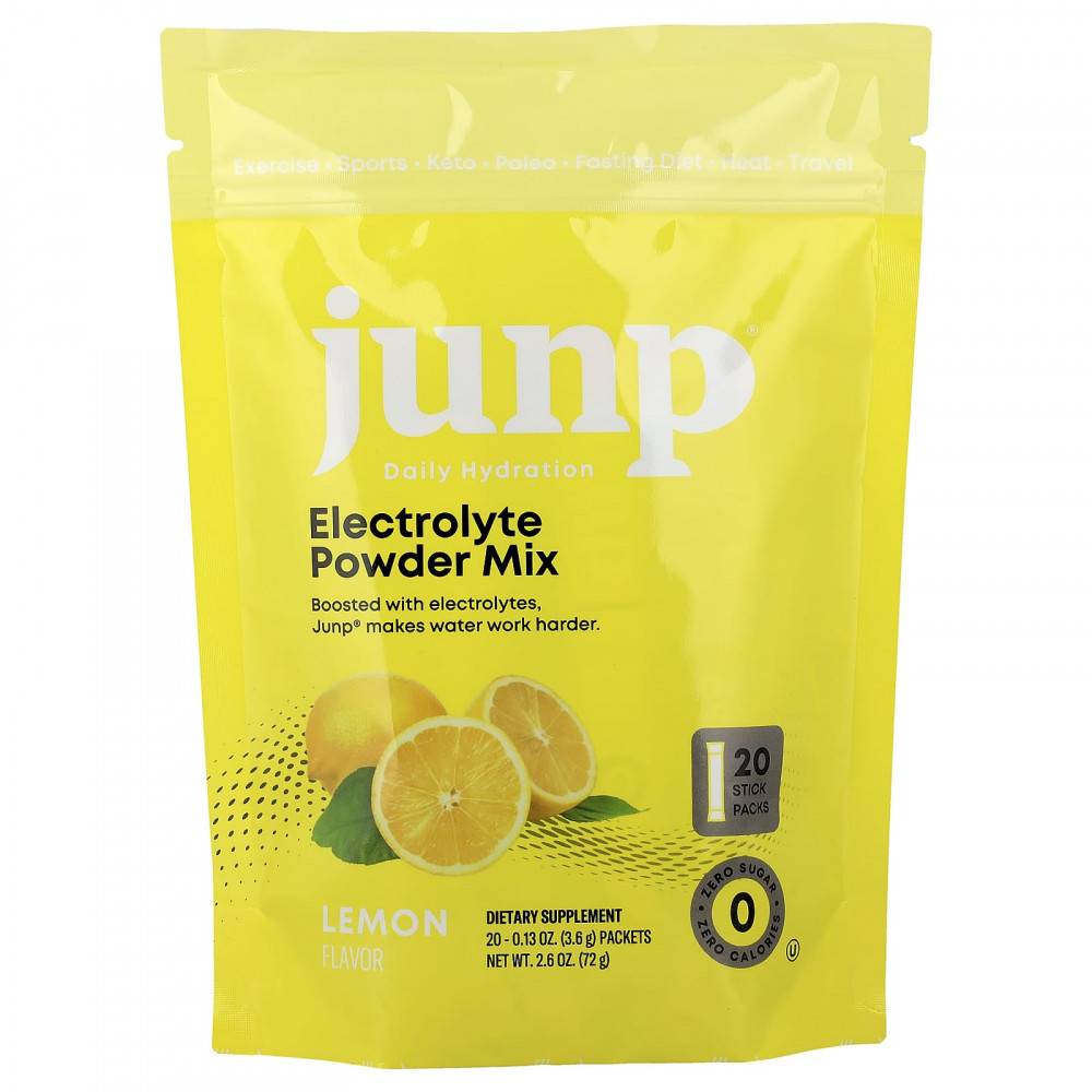 JUNP Hydration, электролитная порошковая смесь, со вкусом лимона, 20 пакетиков по 3,6 г (0,13 унции) в Москве - eco-herb.ru | изображение JUNP Hydration, электролитная порошковая смесь, со вкусом лимона, 20 пакетиков по 3,6 г (0,13 унции) в Москве - eco-herb.ru | фото
