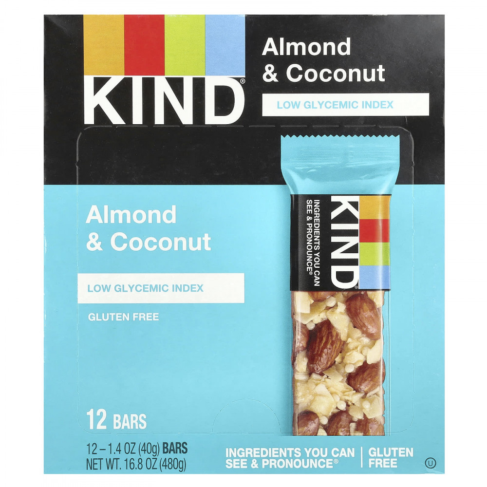 KIND Bars, Миндаль и кокос, 12 батончиков по 40 г (1,4 унции) в Москве - eco-herb.ru | изображение KIND Bars, Миндаль и кокос, 12 батончиков по 40 г (1,4 унции) в Москве - eco-herb.ru | фото
