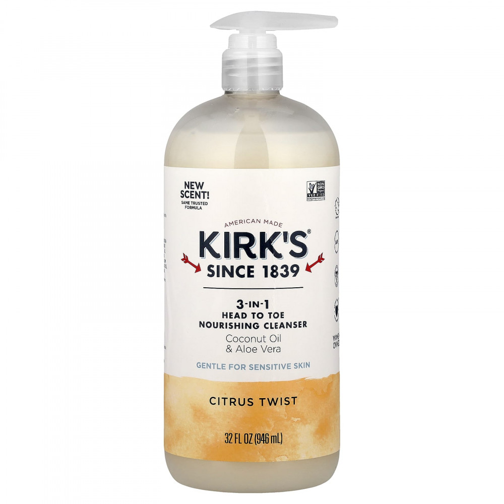 Kirk's, Питательное очищающее средство 3 в 1, Citrus Twist, 946 мл (32 жидк. Унции) в Москве - eco-herb.ru | изображение Kirk's, Питательное очищающее средство 3 в 1, Citrus Twist, 946 мл (32 жидк. Унции) в Москве - eco-herb.ru | фото