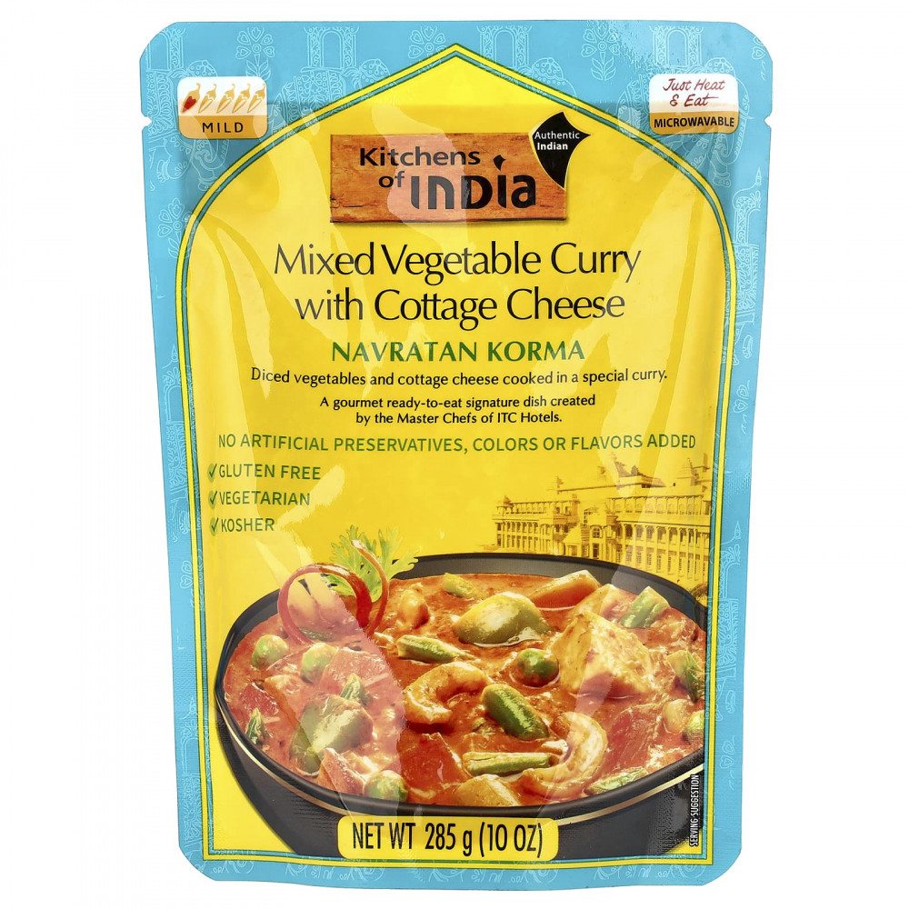 Kitchens of India, Navratan Korma, овощное карри с творогом, мягкий вкус, 285 г (10 унций) в Москве - eco-herb.ru | изображение Kitchens of India, Navratan Korma, овощное карри с творогом, мягкий вкус, 285 г (10 унций) в Москве - eco-herb.ru | фото