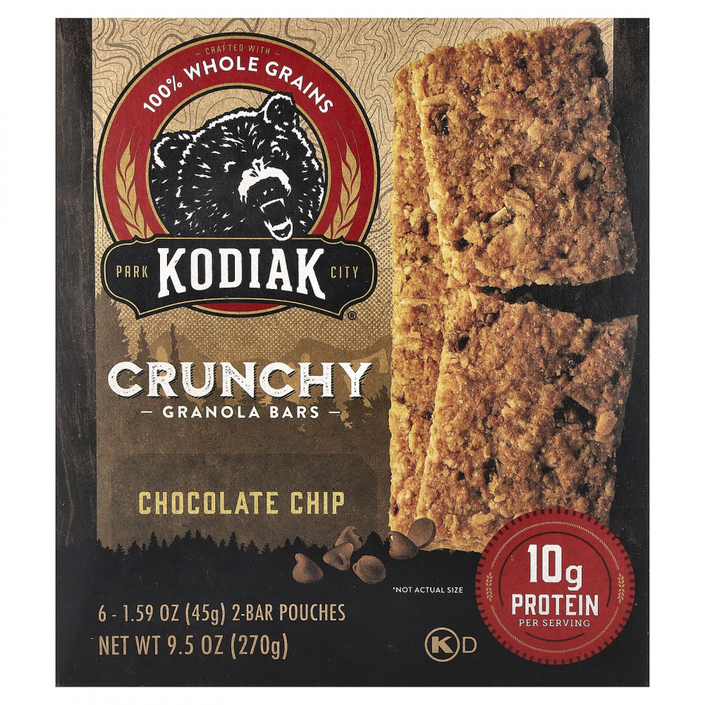 Kodiak Cakes, Хрустящие батончики из мюсли, шоколадная крошка, 6 пакетиков по 2 плитки, 45 г (1,59 унции) в Москве - eco-herb.ru | изображение Kodiak Cakes, Хрустящие батончики из мюсли, шоколадная крошка, 6 пакетиков по 2 плитки, 45 г (1,59 унции) в Москве - eco-herb.ru | фото