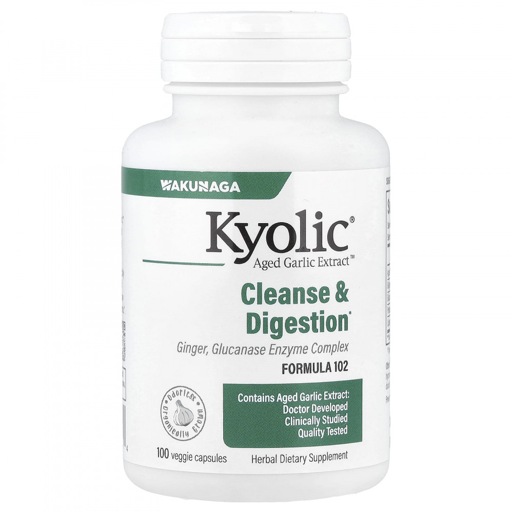 Kyolic, Aged Garlic Extract™, экстракт выдержанного чеснока, для очищения организма и улучшения пищеварения, формула 102, 100 растительных капсул в Москве - eco-herb.ru | изображение Kyolic, Aged Garlic Extract™, экстракт выдержанного чеснока, для очищения организма и улучшения пищеварения, формула 102, 100 растительных капсул в Москве - eco-herb.ru | фото