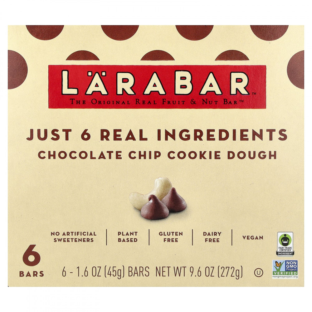 Larabar, Real Fruit & Nut Bar™, батончик с шоколадной крошкой, 6 батончиков по 45 г (1,6 унции) в Москве - eco-herb.ru | изображение Larabar, Real Fruit & Nut Bar™, батончик с шоколадной крошкой, 6 батончиков по 45 г (1,6 унции) в Москве - eco-herb.ru | фото