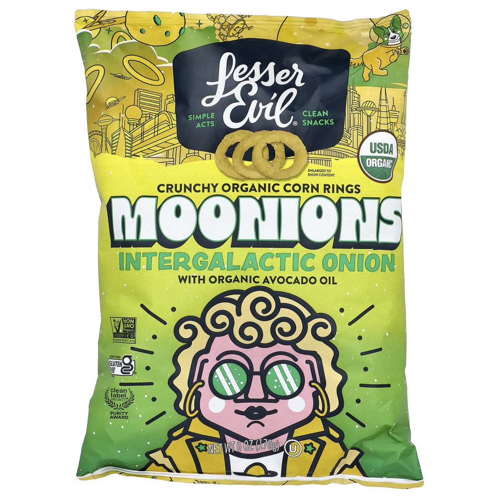 LesserEvil, Moonion, итергалактический лук, 170 г (6 унций) в Москве - eco-herb.ru | изображение LesserEvil, Moonion, итергалактический лук, 170 г (6 унций) в Москве - eco-herb.ru | фото