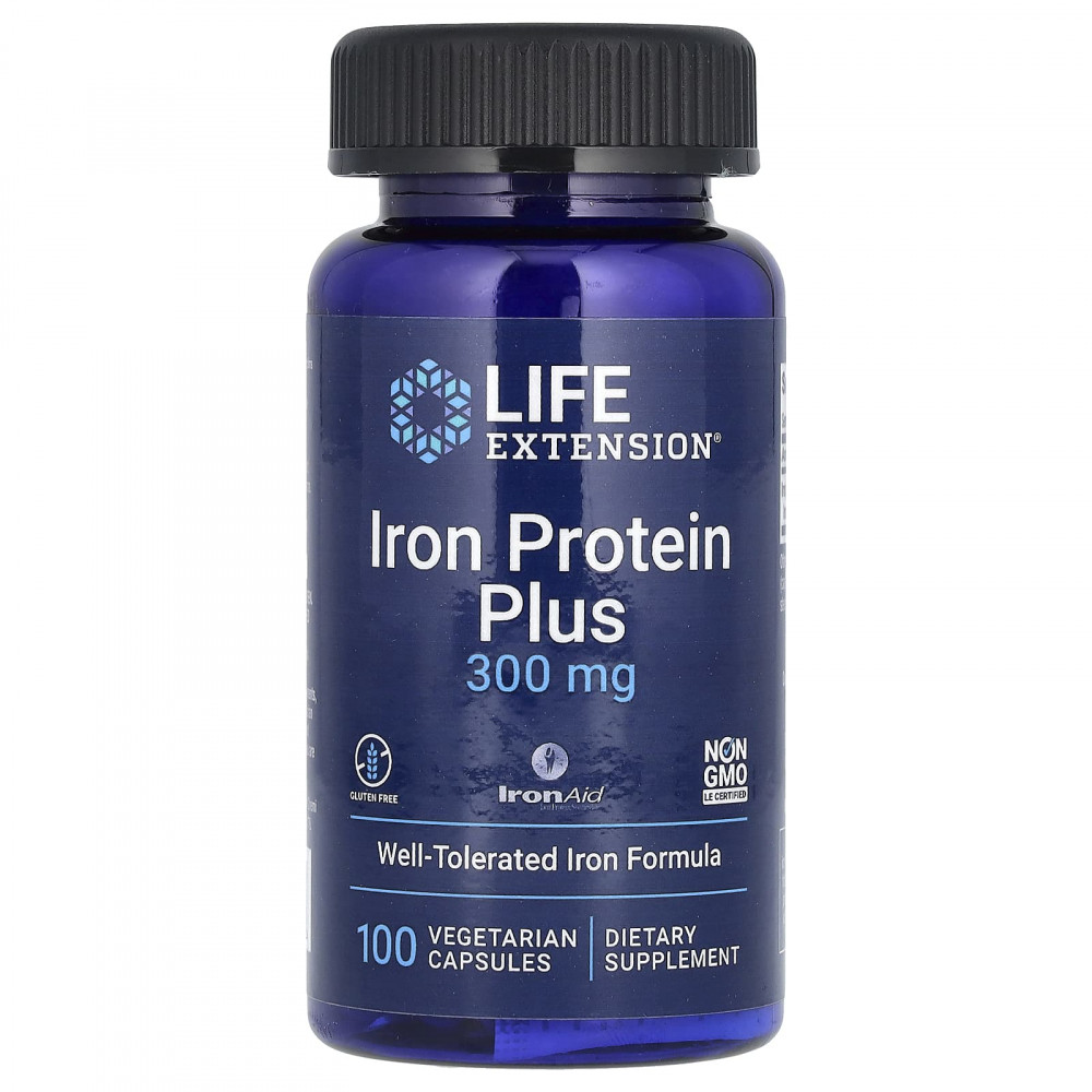 Life Extension, Iron Protein Plus, IronAid, железо плюс белок, 300 мг, 100 растительных капсул в Москве - eco-herb.ru | изображение Life Extension, Iron Protein Plus, IronAid, железо плюс белок, 300 мг, 100 растительных капсул в Москве - eco-herb.ru | фото