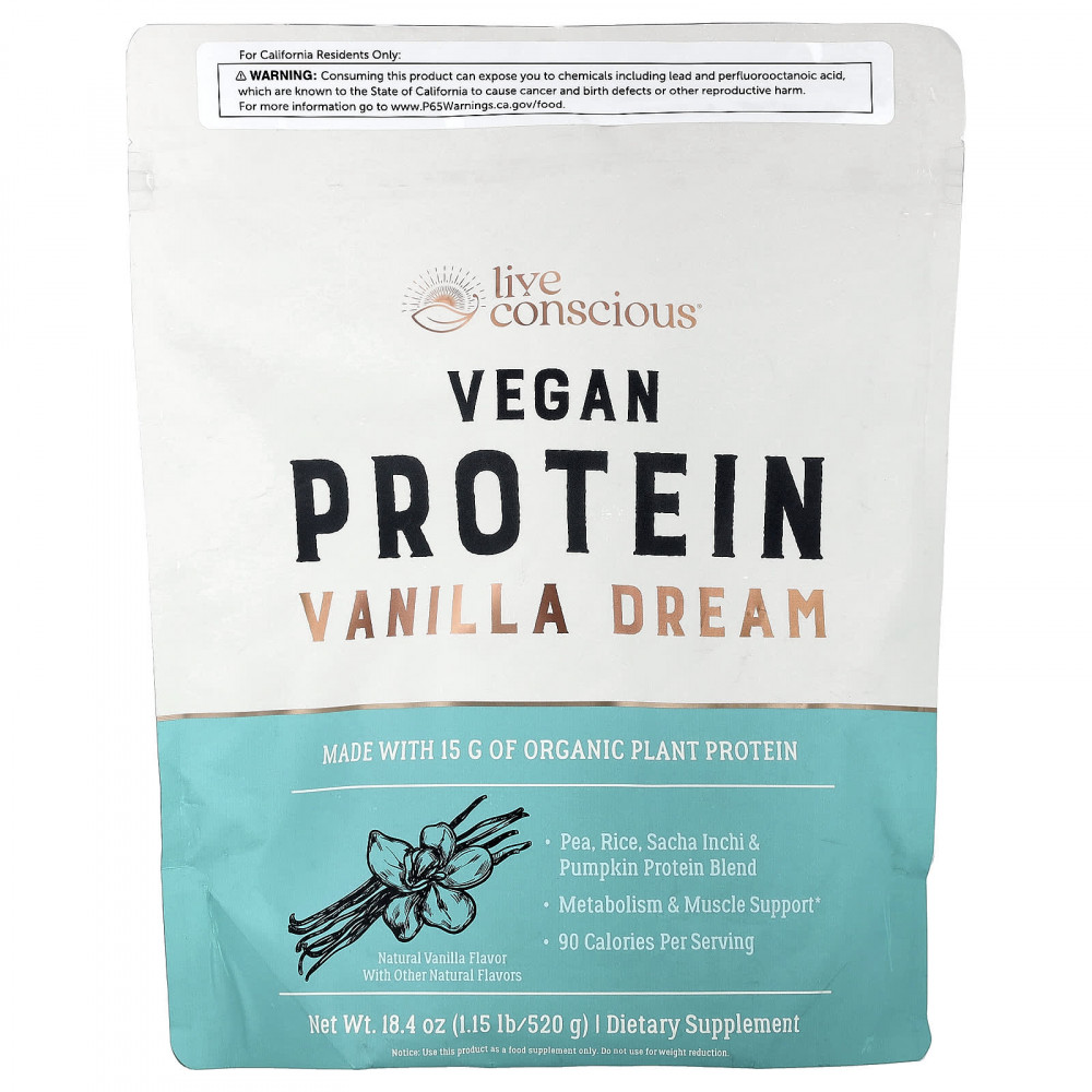 Live Conscious, Vegan Protein, Vanilla Dream, 520 г (1,15 фунта) в Москве - eco-herb.ru | изображение Live Conscious, Vegan Protein, Vanilla Dream, 520 г (1,15 фунта) в Москве - eco-herb.ru | фото