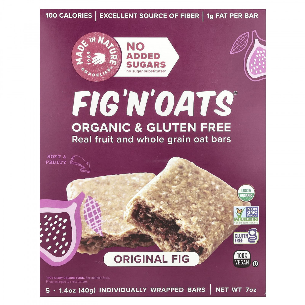 Made in Nature, Fig 'N' Oats®, оригинальный инжир, 5 батончиков в индивидуальной упаковке, 40 г (1,4 унции) каждый в Москве - eco-herb.ru | изображение Made in Nature, Fig 'N' Oats®, оригинальный инжир, 5 батончиков в индивидуальной упаковке, 40 г (1,4 унции) каждый в Москве - eco-herb.ru | фото