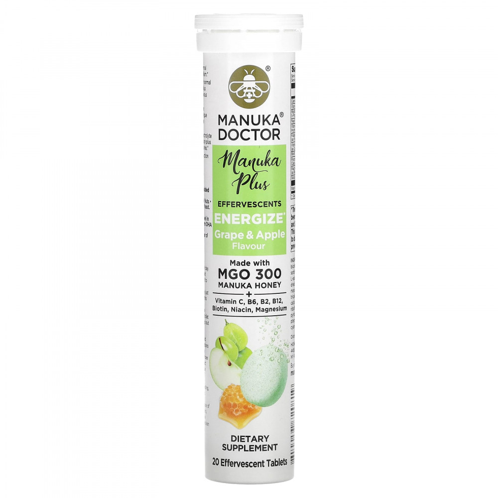 Manuka Doctor, Manuka Plus, шипучие, бодрящее, с виноградом и яблоком, 20 шипучих таблеток (Товар снят с продажи) в Москве - eco-herb.ru | изображение Manuka Doctor, Manuka Plus, шипучие, бодрящее, с виноградом и яблоком, 20 шипучих таблеток (Товар снят с продажи) в Москве - eco-herb.ru | фото