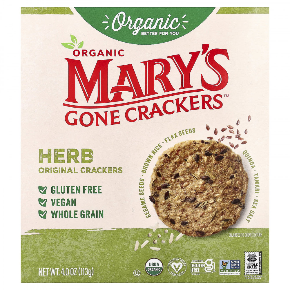 Mary's Gone Crackers, Organic Herb Original, крекеры, 113 г (4 унции) в Москве - eco-herb.ru | изображение Mary's Gone Crackers, Organic Herb Original, крекеры, 113 г (4 унции) в Москве - eco-herb.ru | фото