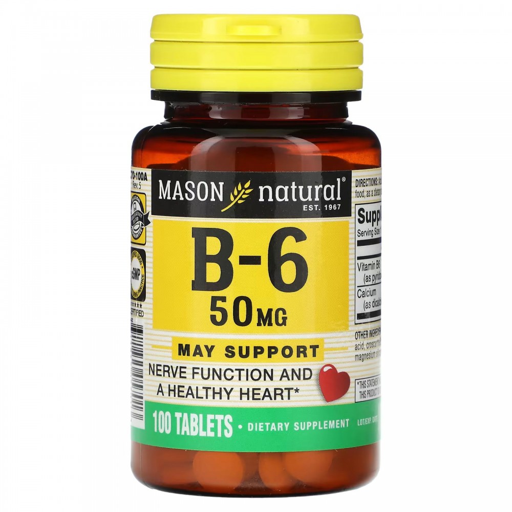 Mason Natural, B-6 , 50 mg, 100 Tablets в Москве - eco-herb.ru | фото