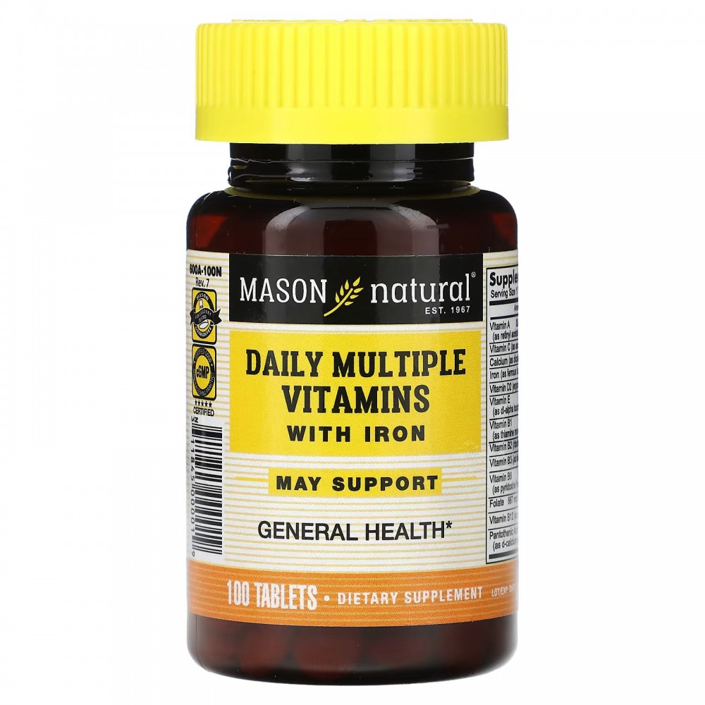 Mason Natural, Daily Multiple Vitamins With Iron, 100 Tablets в Москве - eco-herb.ru | фото