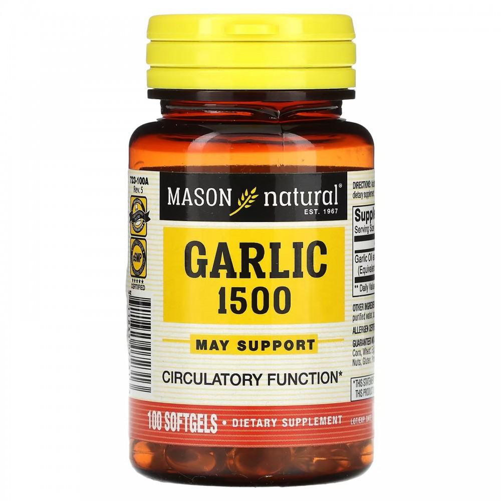 Mason Natural, Garlic 1500, 100 Softgels в Москве - eco-herb.ru | фото