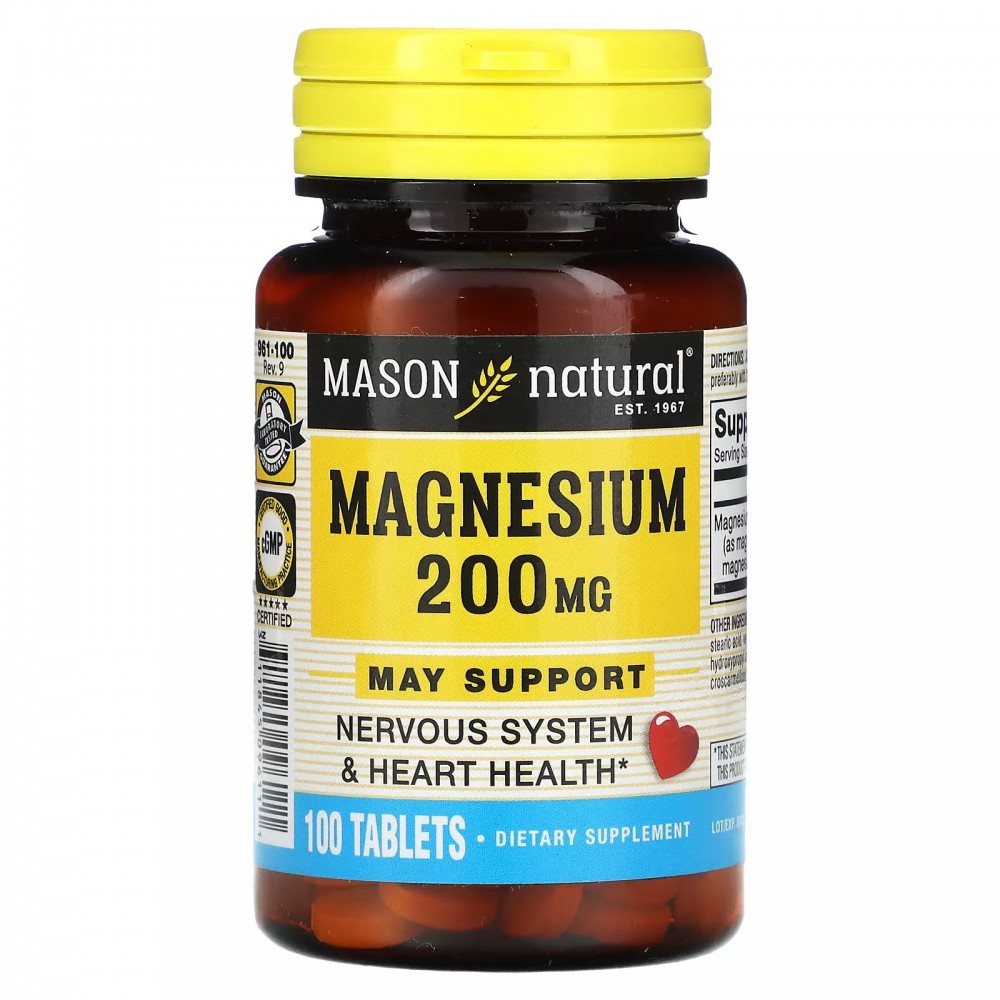 Mason Natural, Magnesium, 200 mg, 100 Tablets в Москве - eco-herb.ru | фото