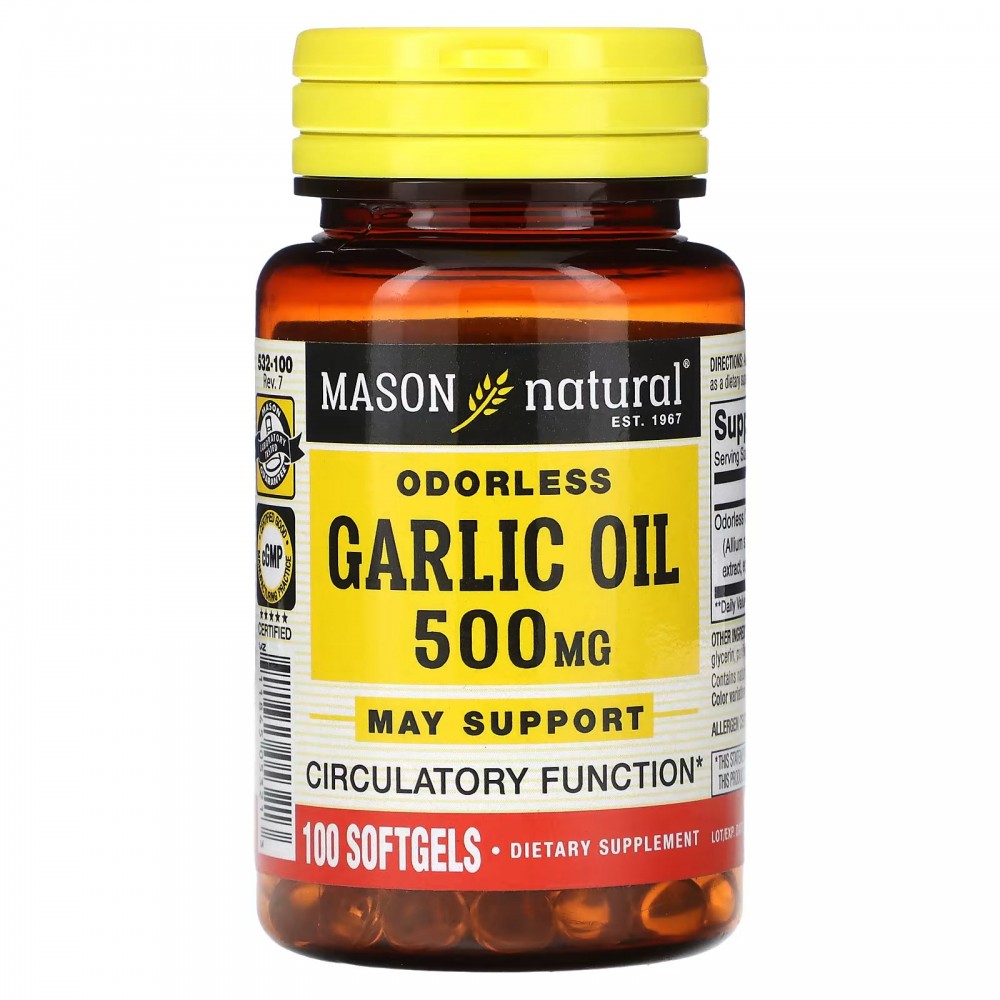 Mason Natural, Odorless Garlic Oil, 500 mg , 100 Softgels в Москве - eco-herb.ru | фото