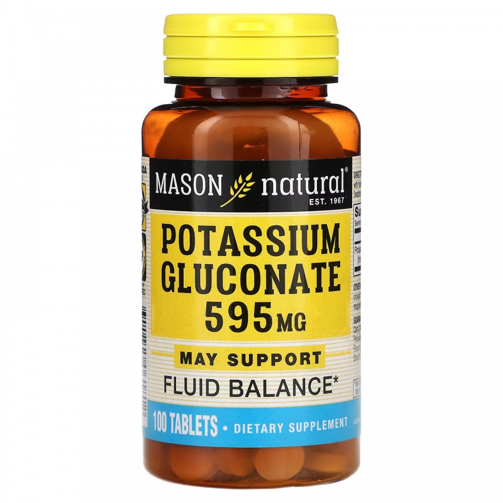 Mason Natural, Potassium Gluconate, 595 mg, 100 Tablets в Москве - eco-herb.ru | фото