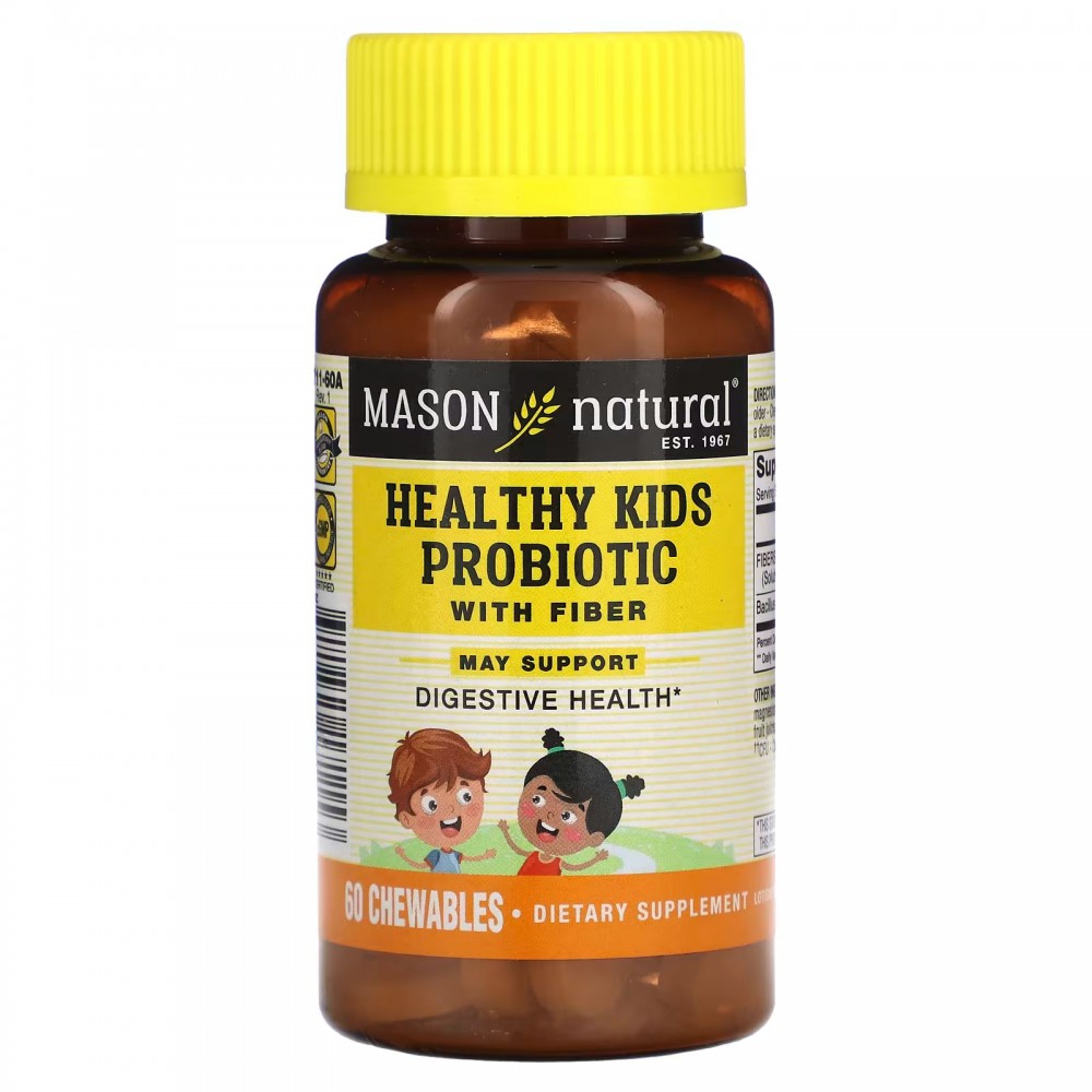 Mason Natural, пробиотик с клетчаткой для здоровья детей, 60 жевательных таблеток в Москве - eco-herb.ru | фото