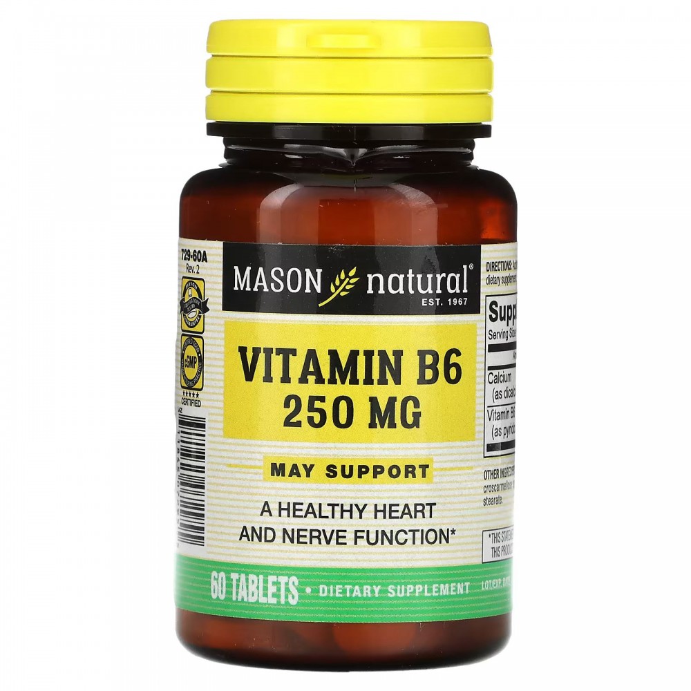 Mason Natural, Vitamin B6, 250 mg, 60 Tablets в Москве - eco-herb.ru | фото
