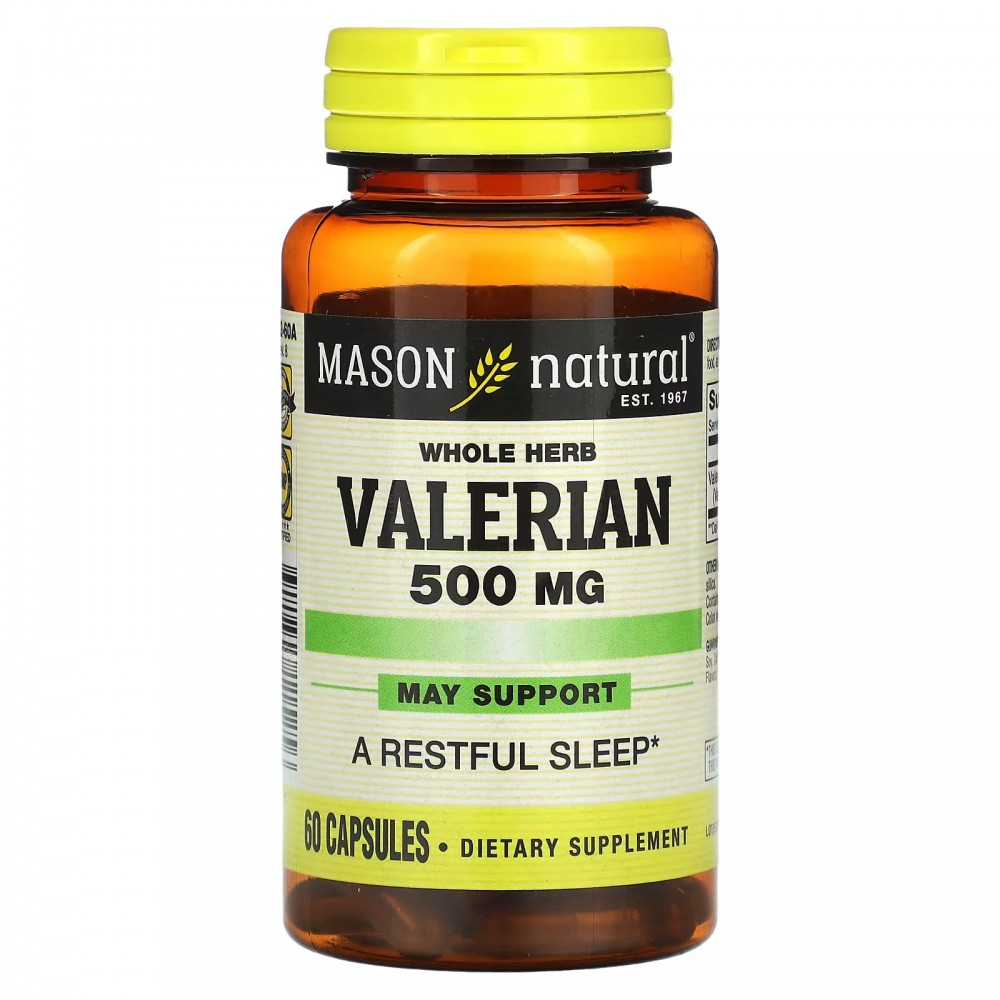 Mason Natural, Whole Herb Valerian, 500 mg, 60 Capsules в Москве - eco-herb.ru | фото