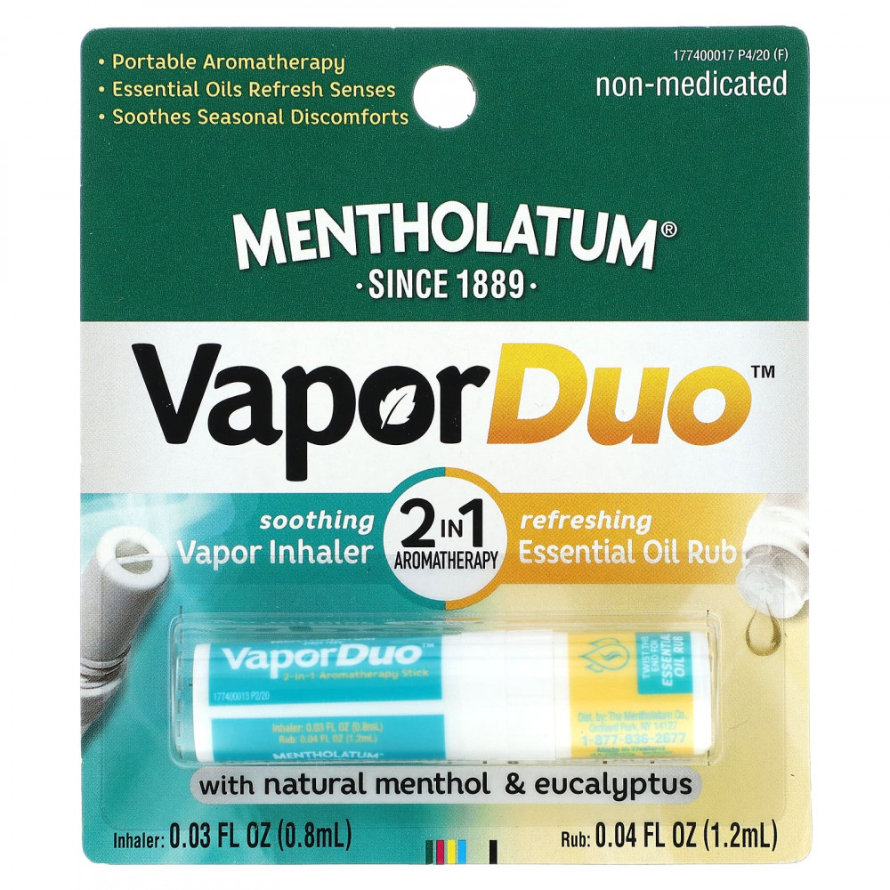 Mentholatum, Vapor Duo, ароматерапия 2 в 1 с натуральным ментолом и эвкалиптом, втирание, 1,2 мл (0,04 жидк. унц.), ингалятор, 0,8 мл (0,03 жидк. унц.) (Товар снят с продажи) в Москве - eco-herb.ru | изображение Mentholatum, Vapor Duo, ароматерапия 2 в 1 с натуральным ментолом и эвкалиптом, втирание, 1,2 мл (0,04 жидк. унц.), ингалятор, 0,8 мл (0,03 жидк. унц.) (Товар снят с продажи) в Москве - eco-herb.ru | фото
