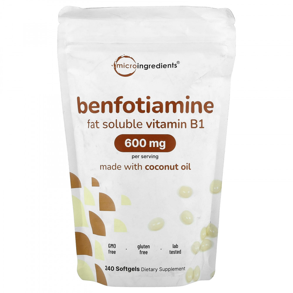Micro Ingredients, Бенфотиамин, 240 мягких таблеток (200 мг в 1 капсуле) в Москве - eco-herb.ru | изображение Micro Ingredients, Бенфотиамин, 240 мягких таблеток (200 мг в 1 капсуле) в Москве - eco-herb.ru | фото