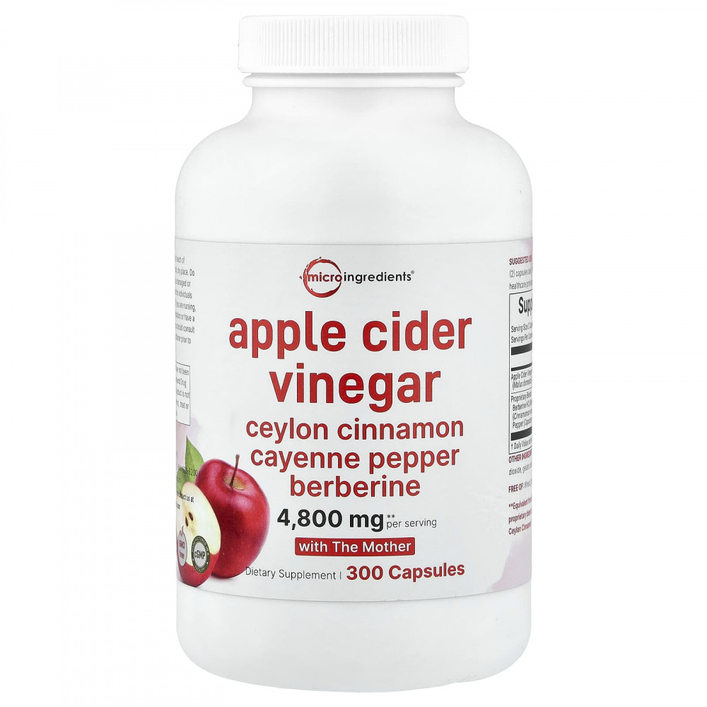 Micro Ingredients, яблочный уксус с уксусной маткой, 300 капсул в Москве - eco-herb.ru | изображение Micro Ingredients, яблочный уксус с уксусной маткой, 300 капсул в Москве - eco-herb.ru | фото