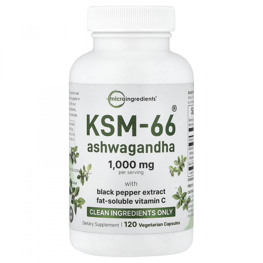 Micro Ingredients, KSM-66®, ашваганда, 120 вегетарианских капсул в Москве - eco-herb.ru | изображение Micro Ingredients, KSM-66®, ашваганда, 120 вегетарианских капсул в Москве - eco-herb.ru | фото