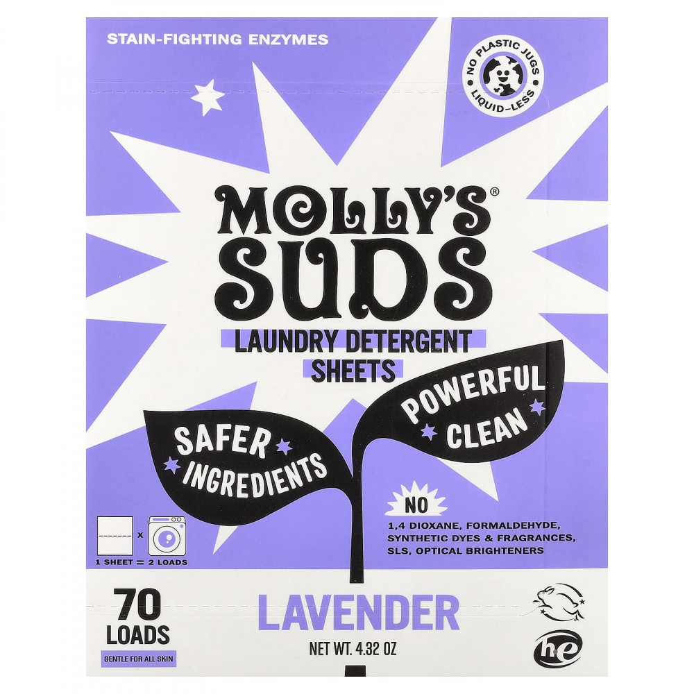 Molly's Suds, моющее средство для стирки, лаванда, 35 шт. в Москве - eco-herb.ru | изображение Molly's Suds, моющее средство для стирки, лаванда, 35 шт. в Москве - eco-herb.ru | фото