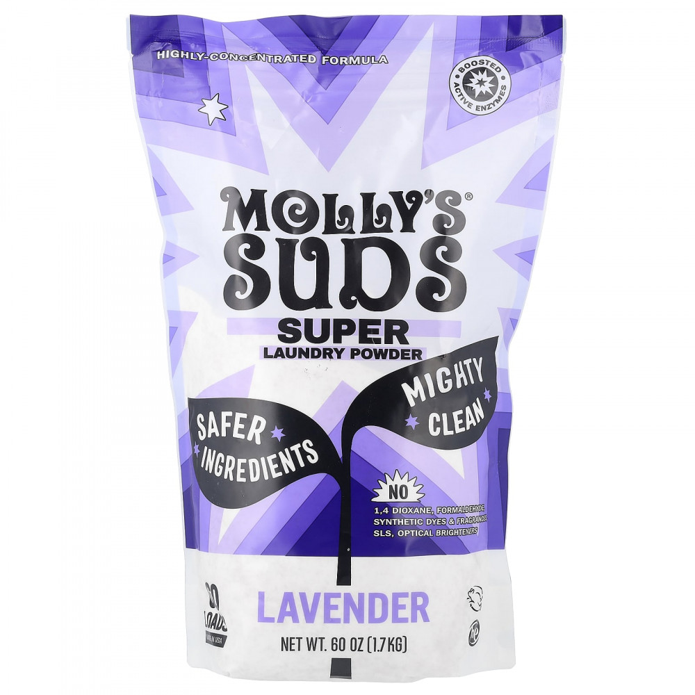 Molly's Suds, Super Laundry Powder, лаванда, 60 загрузок, 1,7 кг (60 унций) в Москве - eco-herb.ru | изображение Molly's Suds, Super Laundry Powder, лаванда, 60 загрузок, 1,7 кг (60 унций) в Москве - eco-herb.ru | фото
