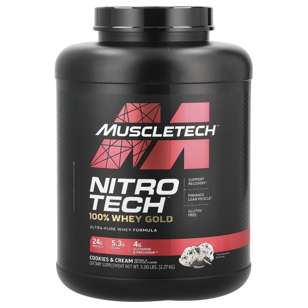 MuscleTech, Nitro-Tech™ 100% Whey Gold, сывороточный протеин, печенье и сливки, 2,27 кг (5 фунтов) в Москве - eco-herb.ru | изображение MuscleTech, Nitro-Tech™ 100% Whey Gold, сывороточный протеин, печенье и сливки, 2,27 кг (5 фунтов) в Москве - eco-herb.ru | фото