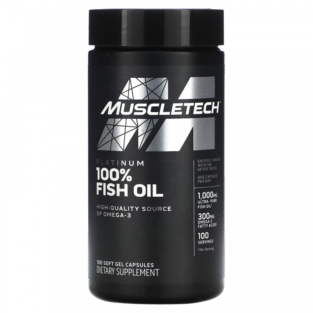 Muscletech, Platinum 100% Omega Fish Oil, Essential (серия), рыбий жир с  омега-3 жирными кислотами, 100 мягких желейных капсул купить в Москве