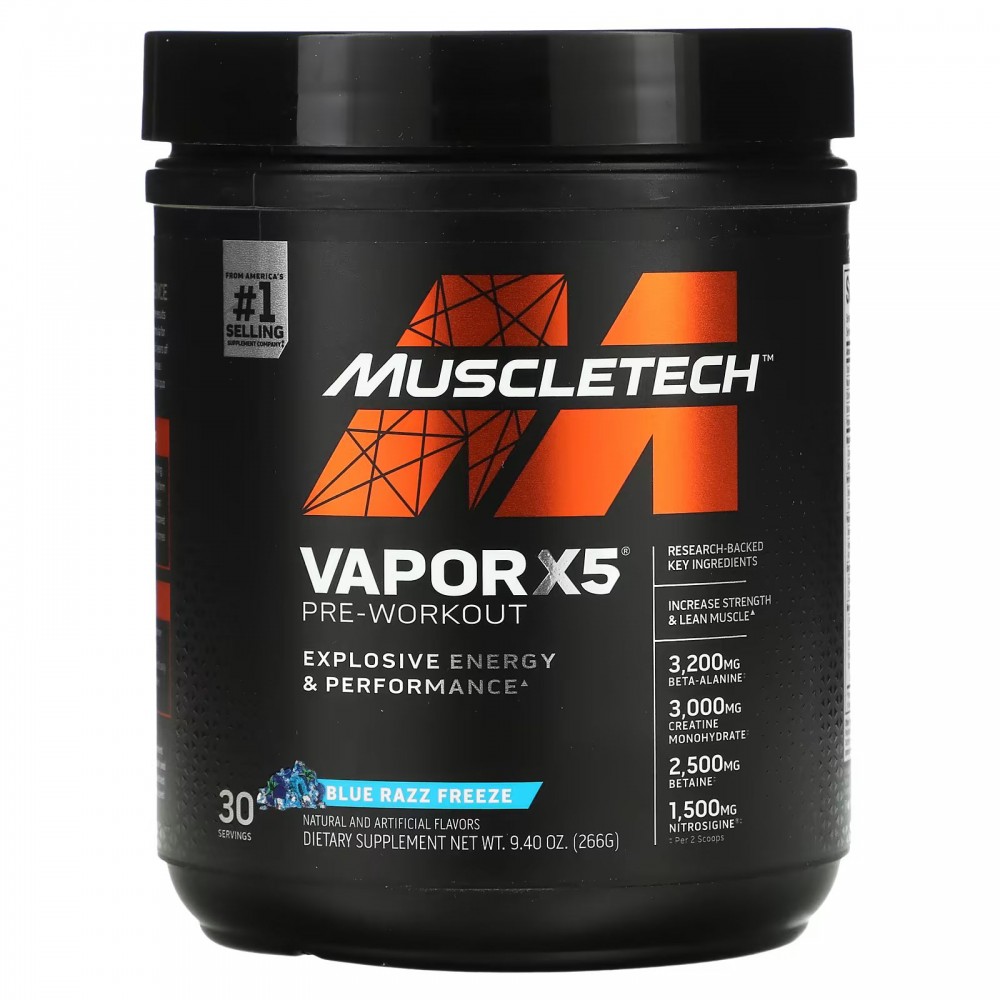 MuscleTech, VaporX5, Next Gen, предтренировочный комплекс, со вкусом Blue  Razz Freeze, 266 г (9,40 унции) купить в Москве