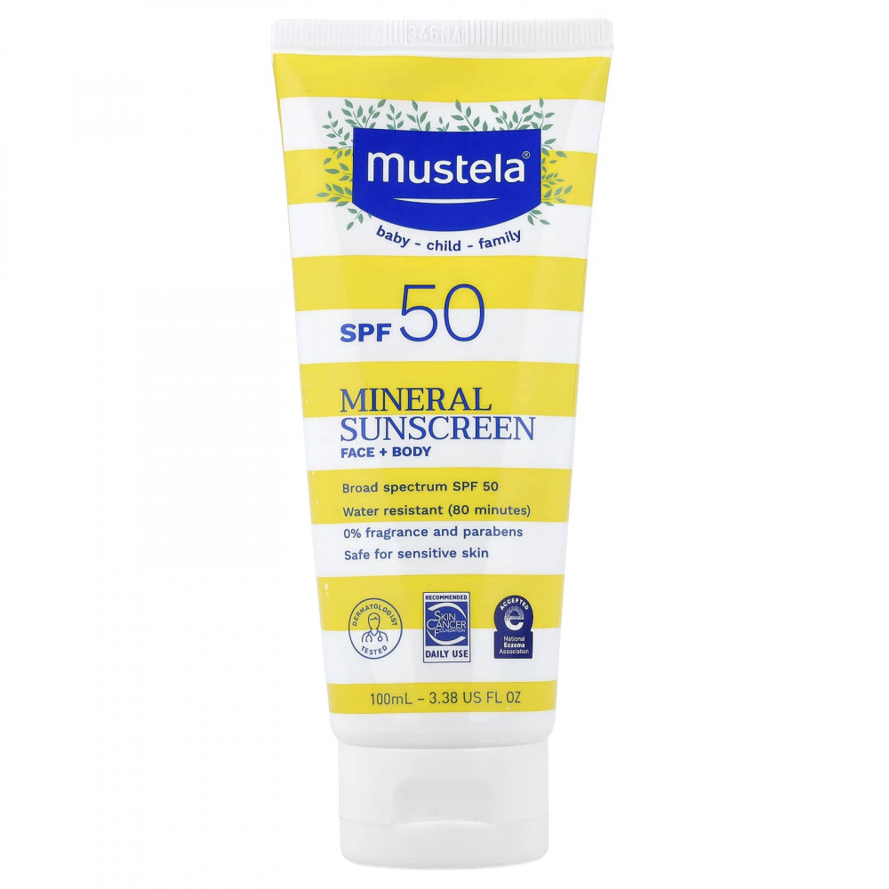 Mustela, минеральное солнцезащитное средство, для лица и тела, SPF 50, 100 мл (3,38 жидк. унции) в Москве - eco-herb.ru | изображение Mustela, минеральное солнцезащитное средство, для лица и тела, SPF 50, 100 мл (3,38 жидк. унции) в Москве - eco-herb.ru | фото