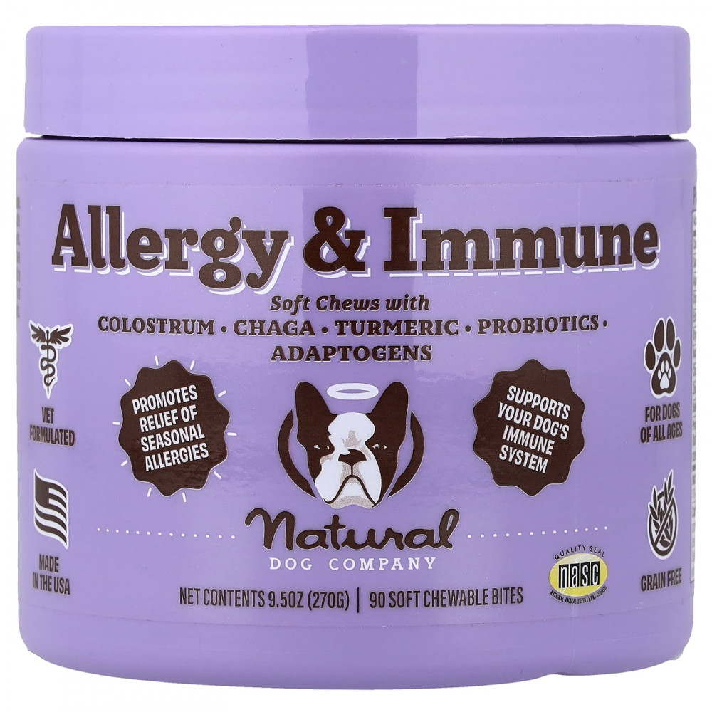 Natural Dog Company, Allergy & Immune, добавка для собак всех возрастов, 90 жевательных таблеток, 270 г (9,5 унции) в Москве - eco-herb.ru | изображение Natural Dog Company, Allergy & Immune, добавка для собак всех возрастов, 90 жевательных таблеток, 270 г (9,5 унции) в Москве - eco-herb.ru | фото