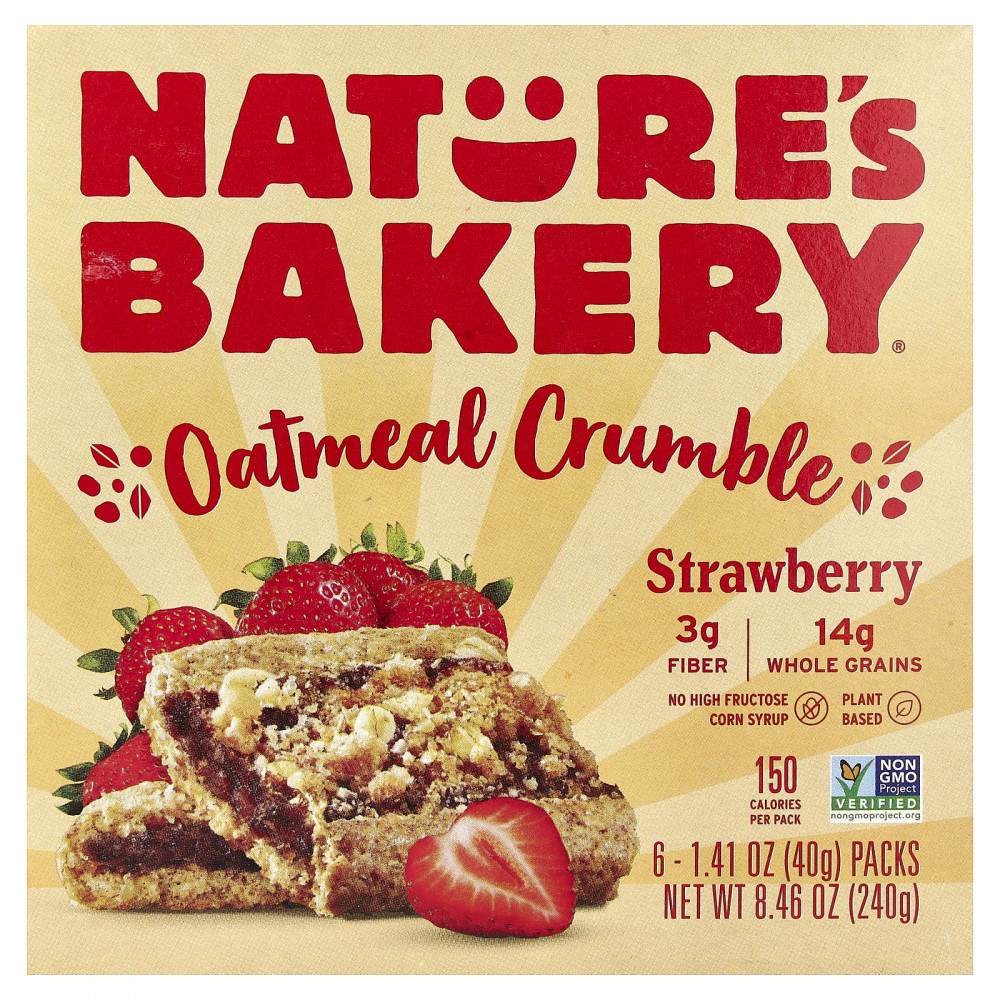 Nature's Bakery, овсяная каша, со вкусом клубники, 6 пакетиков по 40 г (1,41 унции) в Москве - eco-herb.ru | изображение Nature's Bakery, овсяная каша, со вкусом клубники, 6 пакетиков по 40 г (1,41 унции) в Москве - eco-herb.ru | фото