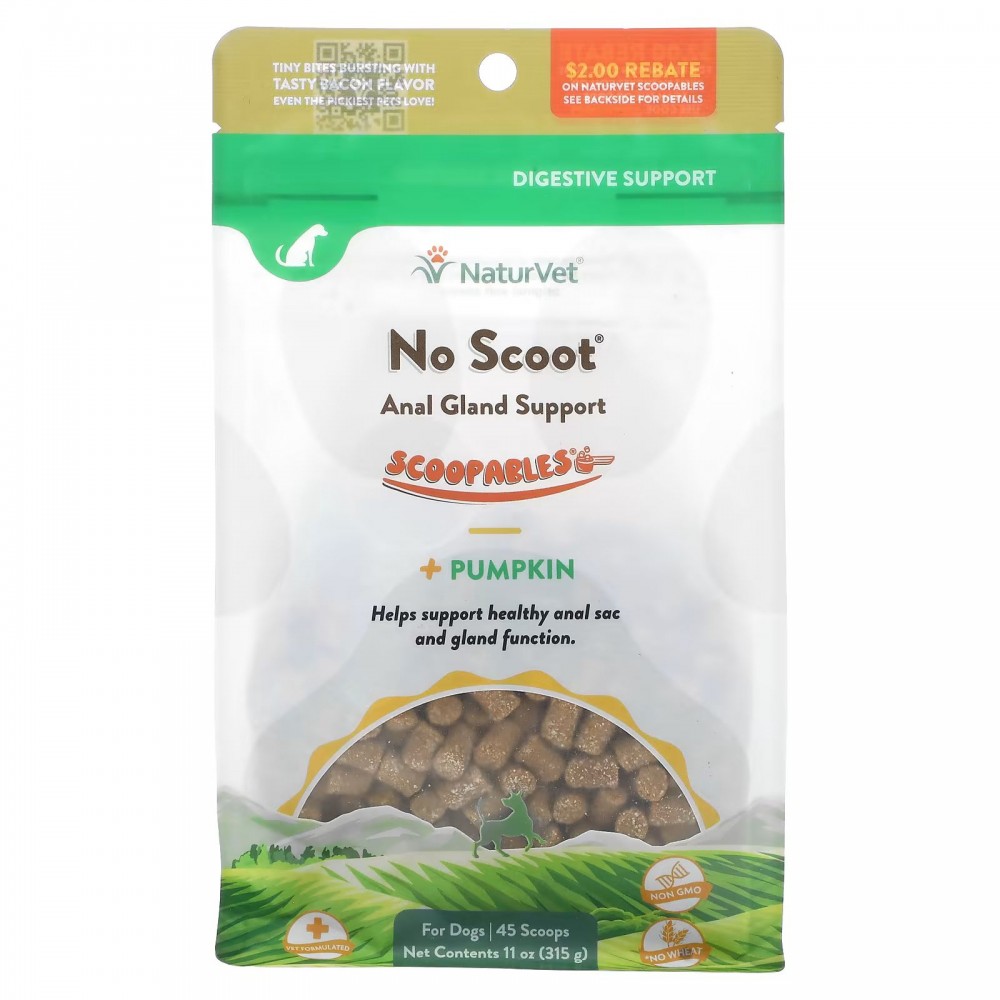 NaturVet, No Scoot Anal Gland Support, Scoopables + Pumpkin, For Dogs,  Bacon, 45 Scoops, 11 oz (315 g) купить в Москве