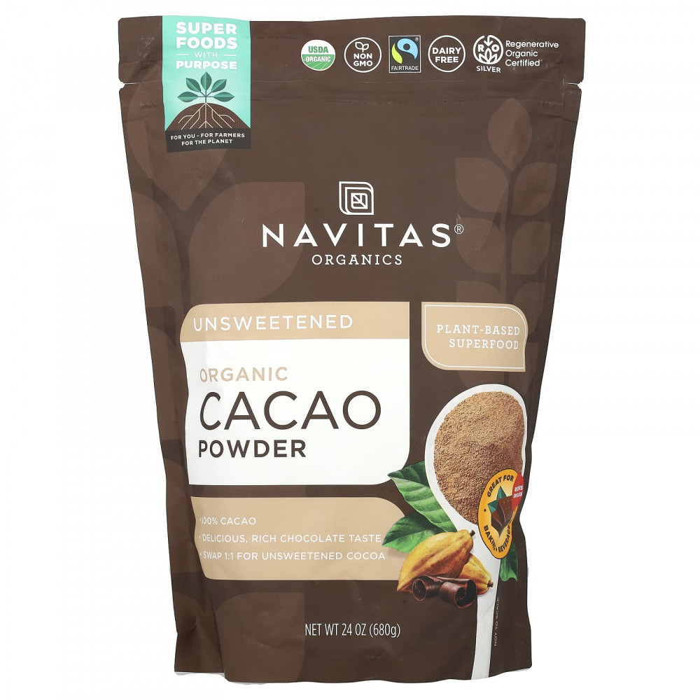 Navitas Organics, органический какао-порошок, без подсластителей, 680 г (24 унции) в Москве - eco-herb.ru | изображение Navitas Organics, органический какао-порошок, без подсластителей, 680 г (24 унции) в Москве - eco-herb.ru | фото