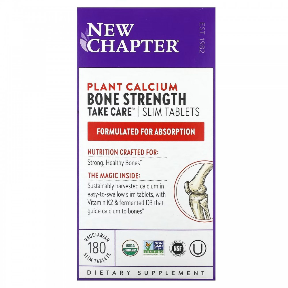 New Chapter, Plant Calcium, Bone Strength Take Care, 180 вегетарианских  таблеток купить в Москве