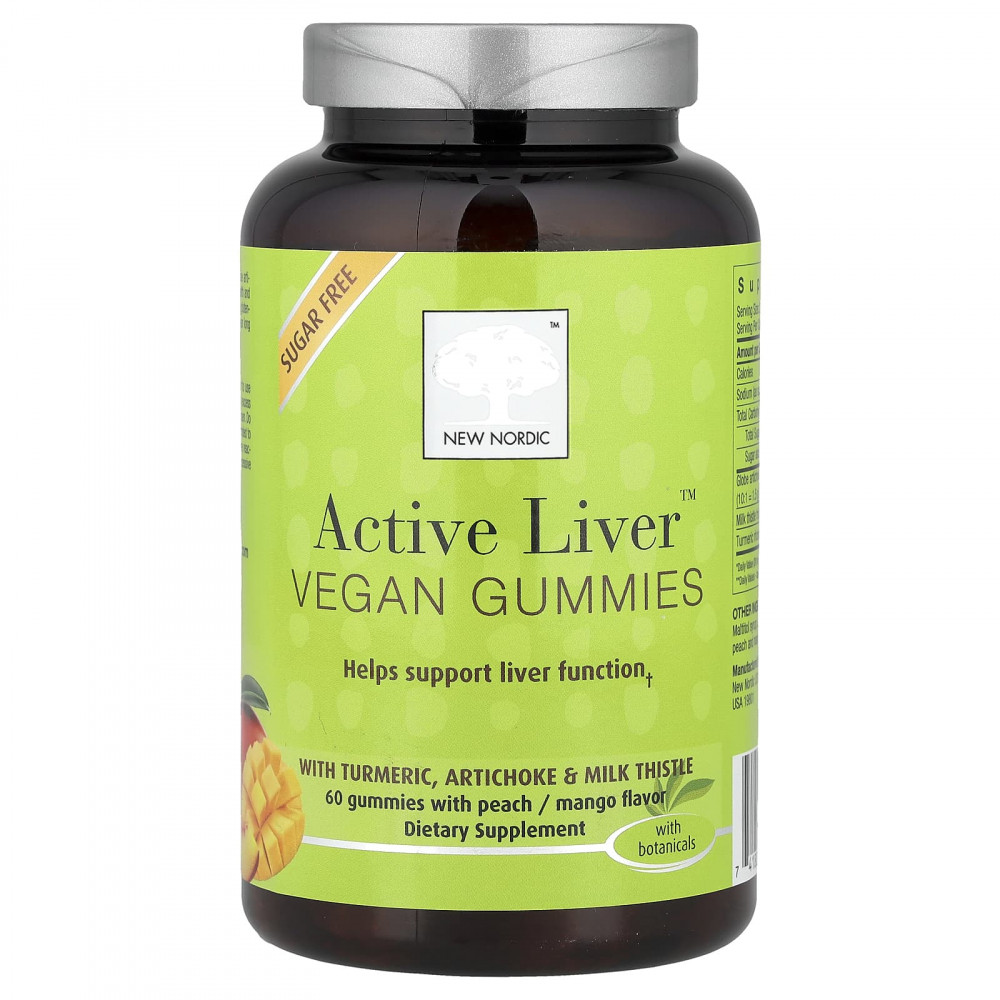 New Nordic, Active Liver™, веганские жевательные таблетки, со вкусом персика и манго, 60 жевательных таблеток в Москве - eco-herb.ru | изображение New Nordic, Active Liver™, веганские жевательные таблетки, со вкусом персика и манго, 60 жевательных таблеток в Москве - eco-herb.ru | фото