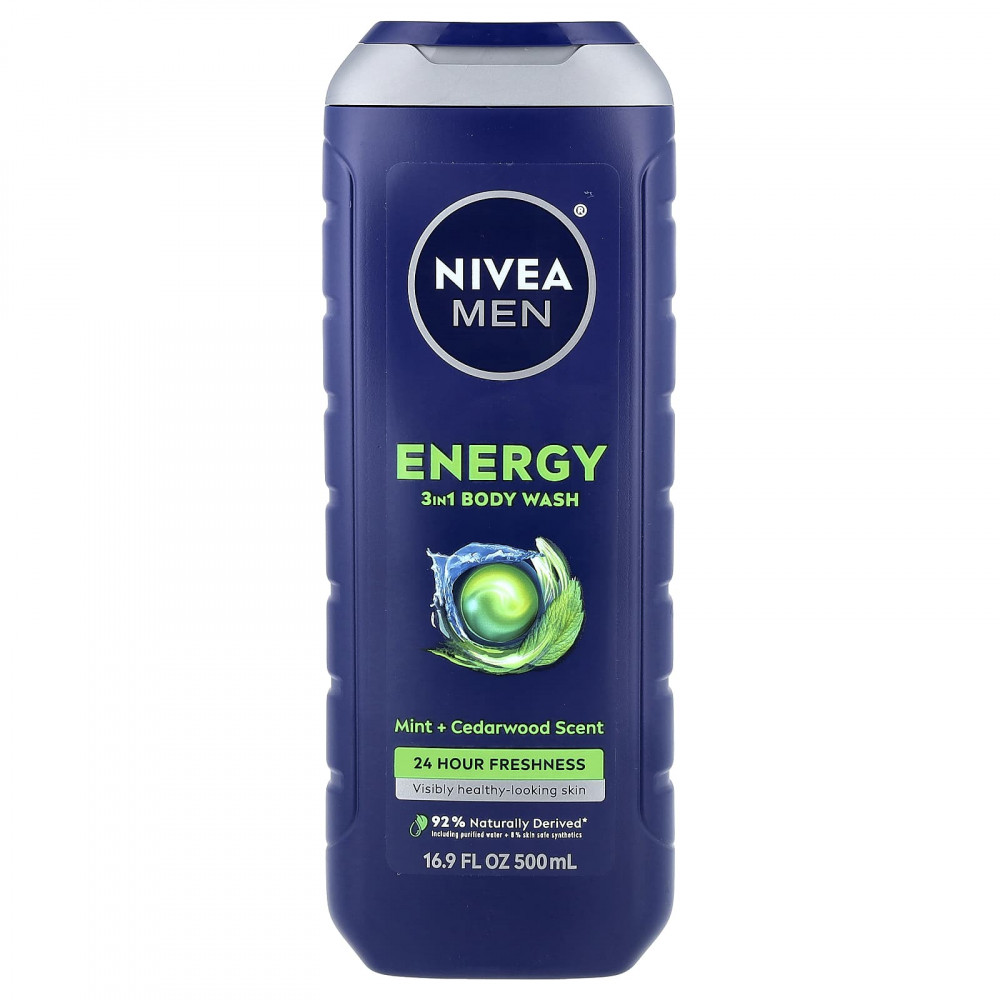 Nivea, Men, Energy 3 в 1, гель для душа, мята и кедр, 500 мл (16,9 жидк. унции) в Москве - eco-herb.ru | изображение Nivea, Men, Energy 3 в 1, гель для душа, мята и кедр, 500 мл (16,9 жидк. унции) в Москве - eco-herb.ru | фото