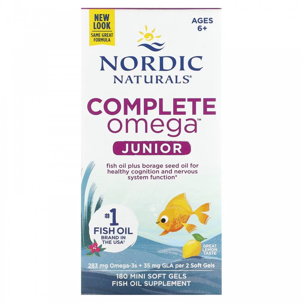 Nordic Naturals, Complete Omega Junior, для детей от 6 до 12 лет, лимон,  180 мини-капсул купить в Москве