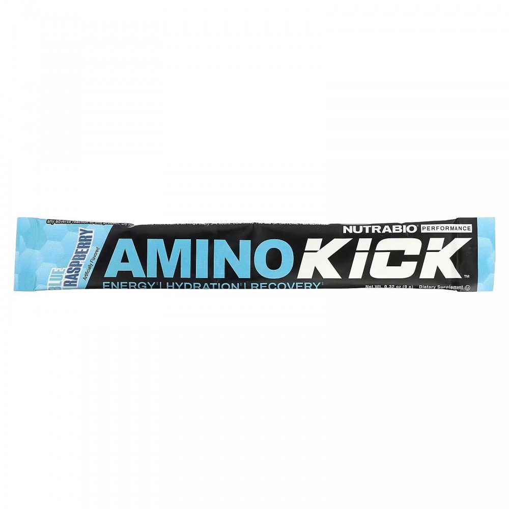 NutraBio, Amino Kick, Blue Raspberry, 1 Stick Pack, 0.32 oz (9 g) в Москве - eco-herb.ru | фото