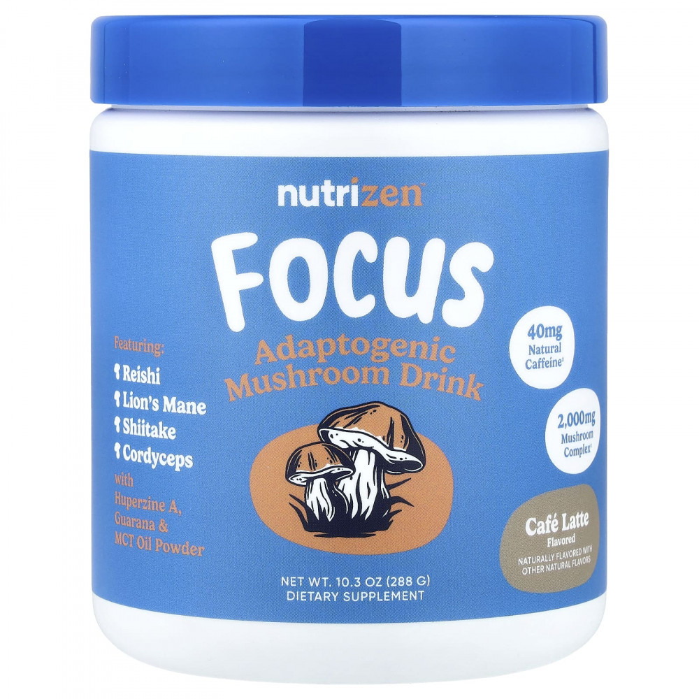 Nutricost, NutriZen™, Focus, адаптогенный грибной напиток, со вкусом кофе латте, 288 г (10,3 унции) в Москве - eco-herb.ru | изображение Nutricost, NutriZen™, Focus, адаптогенный грибной напиток, со вкусом кофе латте, 288 г (10,3 унции) в Москве - eco-herb.ru | фото