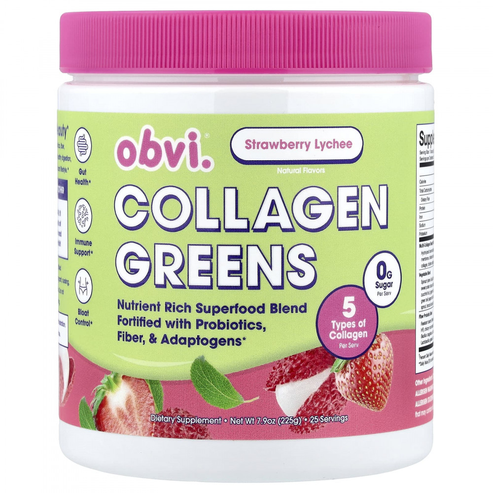 Obvi, Collagen Green, со вкусом клубники и личи, 225 г (7,9 унции) в Москве - eco-herb.ru | изображение Obvi, Collagen Green, со вкусом клубники и личи, 225 г (7,9 унции) в Москве - eco-herb.ru | фото