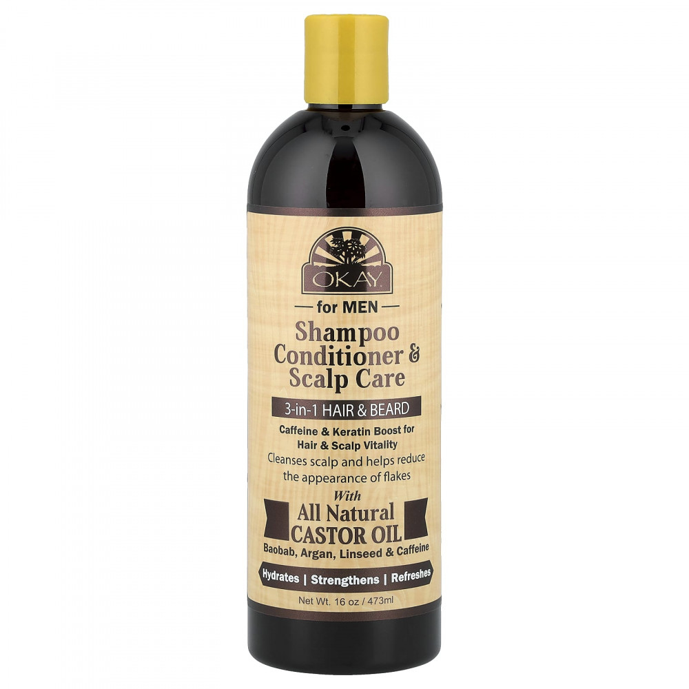 Okay Pure Naturals, для мужчин, шампунь-кондиционер и уход за кожей головы, 3 в 1 для волос и бороды, 473 мл (16 унций) в Москве - eco-herb.ru | изображение Okay Pure Naturals, для мужчин, шампунь-кондиционер и уход за кожей головы, 3 в 1 для волос и бороды, 473 мл (16 унций) в Москве - eco-herb.ru | фото