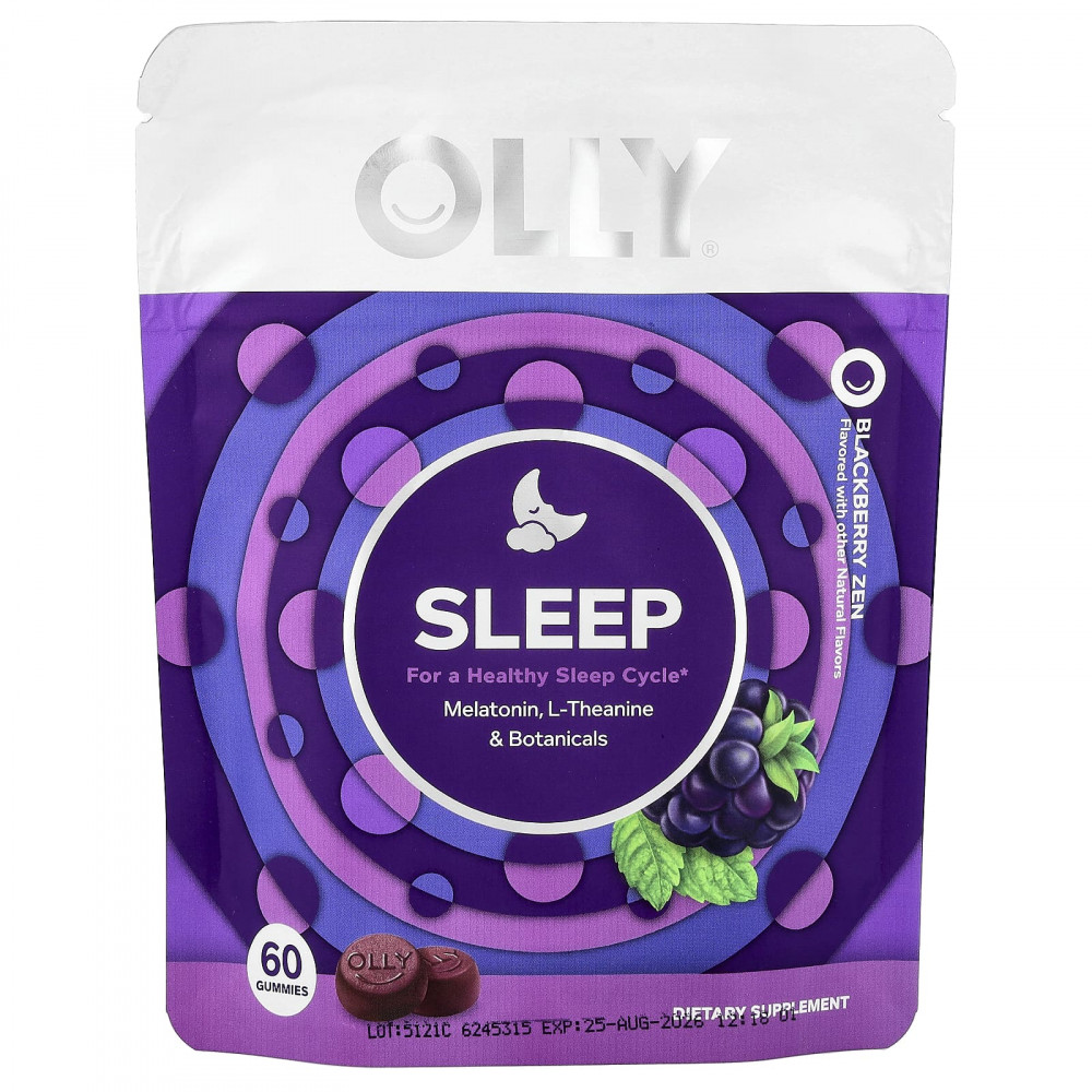 OLLY, жевательные таблетки для сна, со вкусом ежевики, 60 жевательных таблеток в Москве - eco-herb.ru | изображение OLLY, жевательные таблетки для сна, со вкусом ежевики, 60 жевательных таблеток в Москве - eco-herb.ru | фото