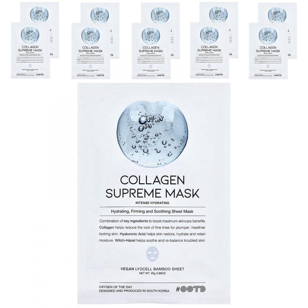 OOTD, Collagen Supreme Beauty Mask, 10 шт. По 25 г (0,88 унции) в Москве - eco-herb.ru | изображение OOTD, Collagen Supreme Beauty Mask, 10 шт. По 25 г (0,88 унции) в Москве - eco-herb.ru | фото